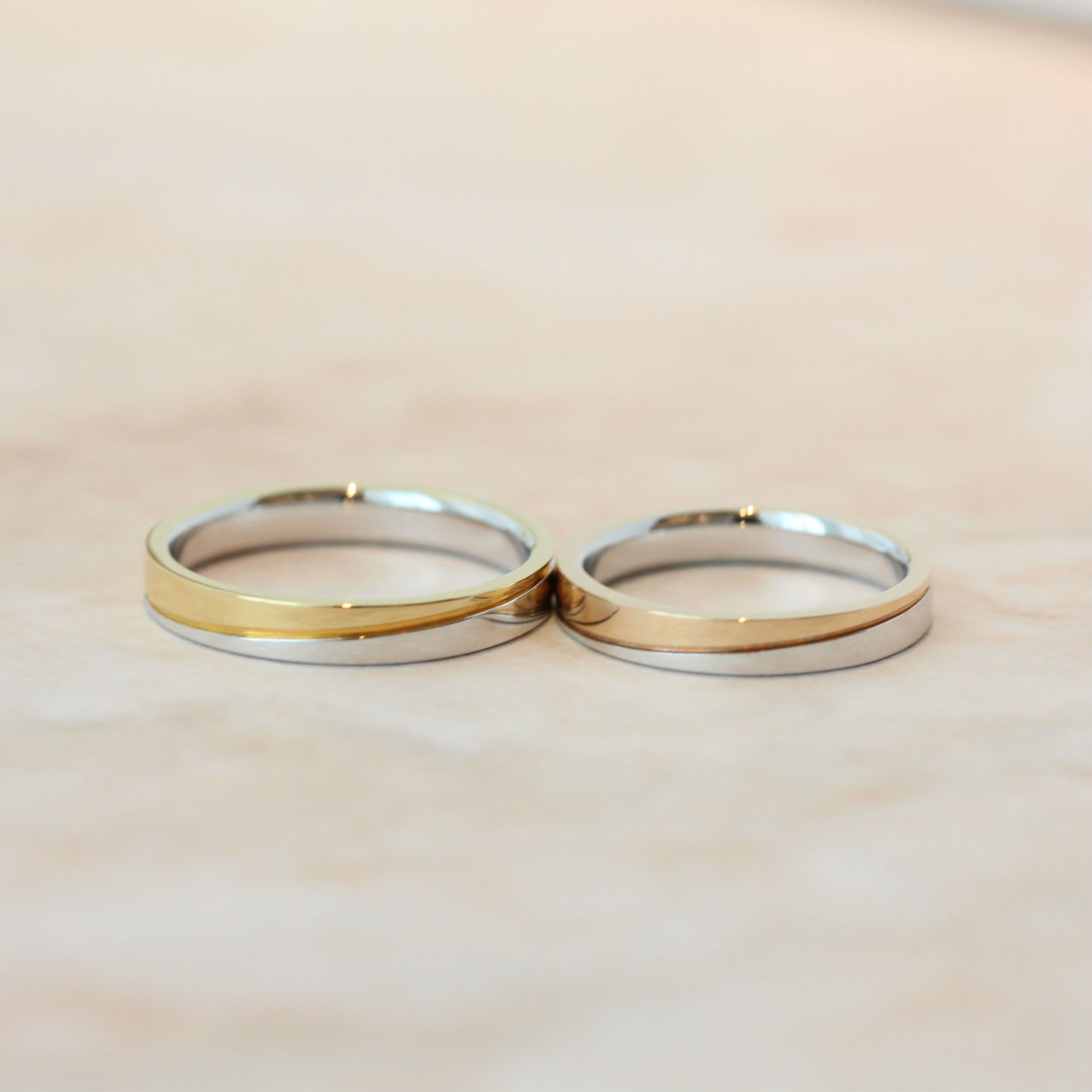 プラチナもゴールドも 両方あしらわれたコンビカラーの結婚指輪 オーダーメイド結婚指輪のブランドith イズ 東京 横浜 柏 大宮 銀座 心斎橋 栄 新宿 梅田 天神